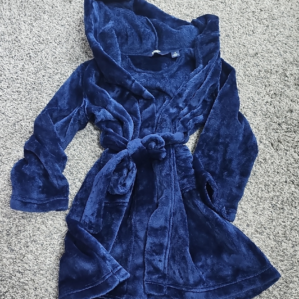 Lands' End Deep Blue Fleece Robe